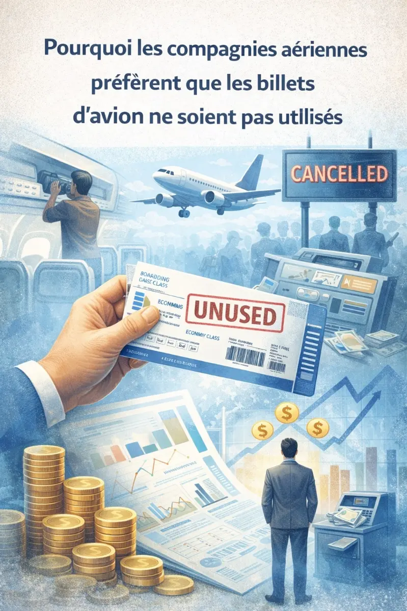 Illustration montrant des graphiques de revenus aériens avec des sièges d'avion vides générant des profits